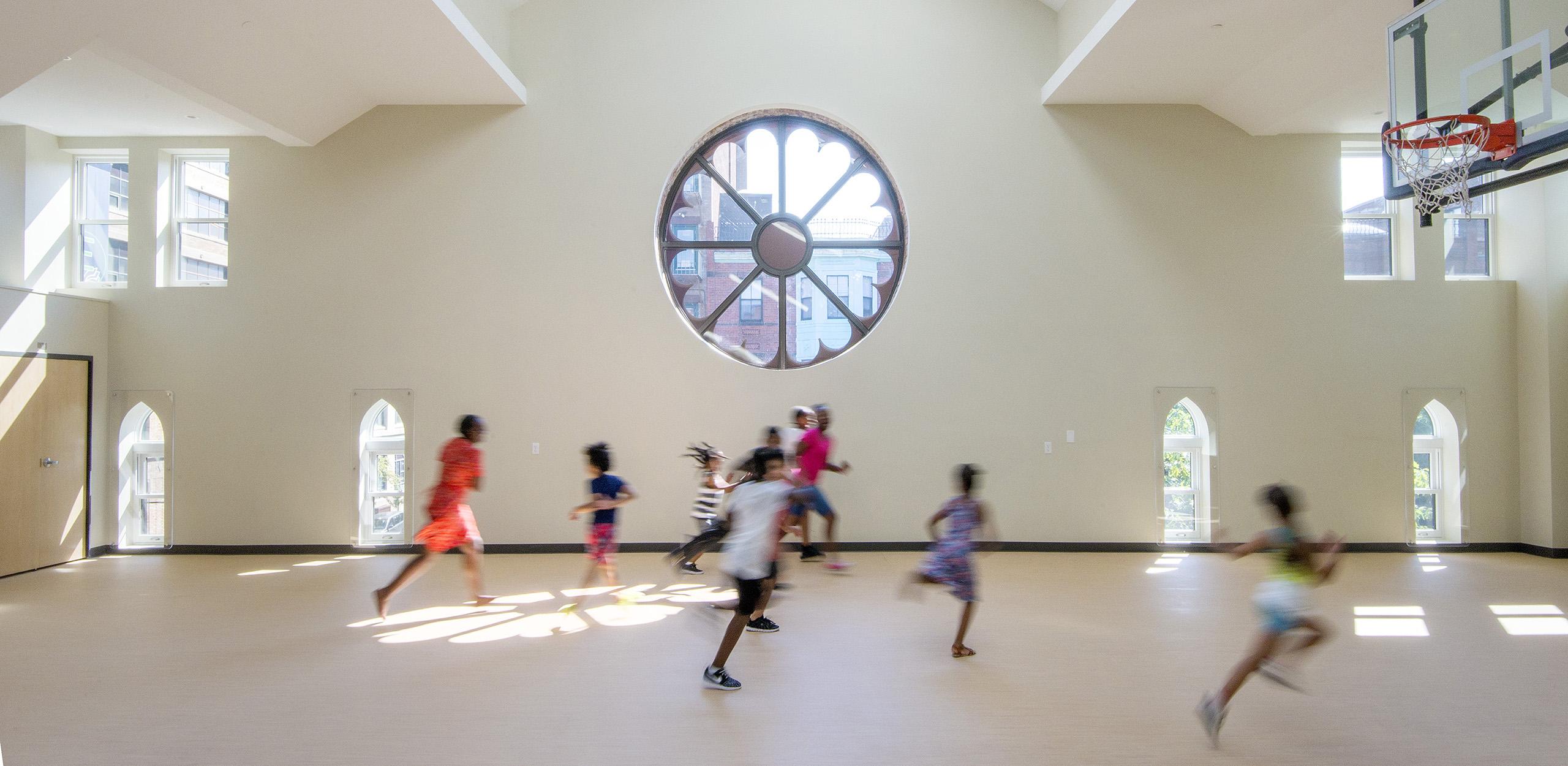 Adaptive reuse of an historic church into childcare space/gymnasium