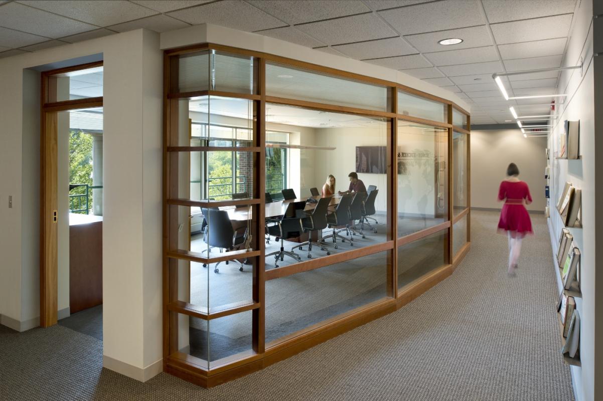 View into conference room from hallway