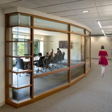 View into conference room from hallway